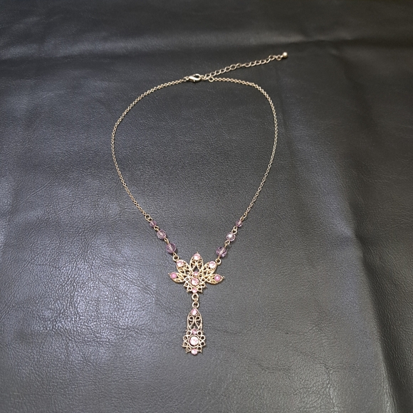 Women's Necklace Victorian Style Silver Tone Purple Beads Size 10 Inches‎ - Picture 5 of 12